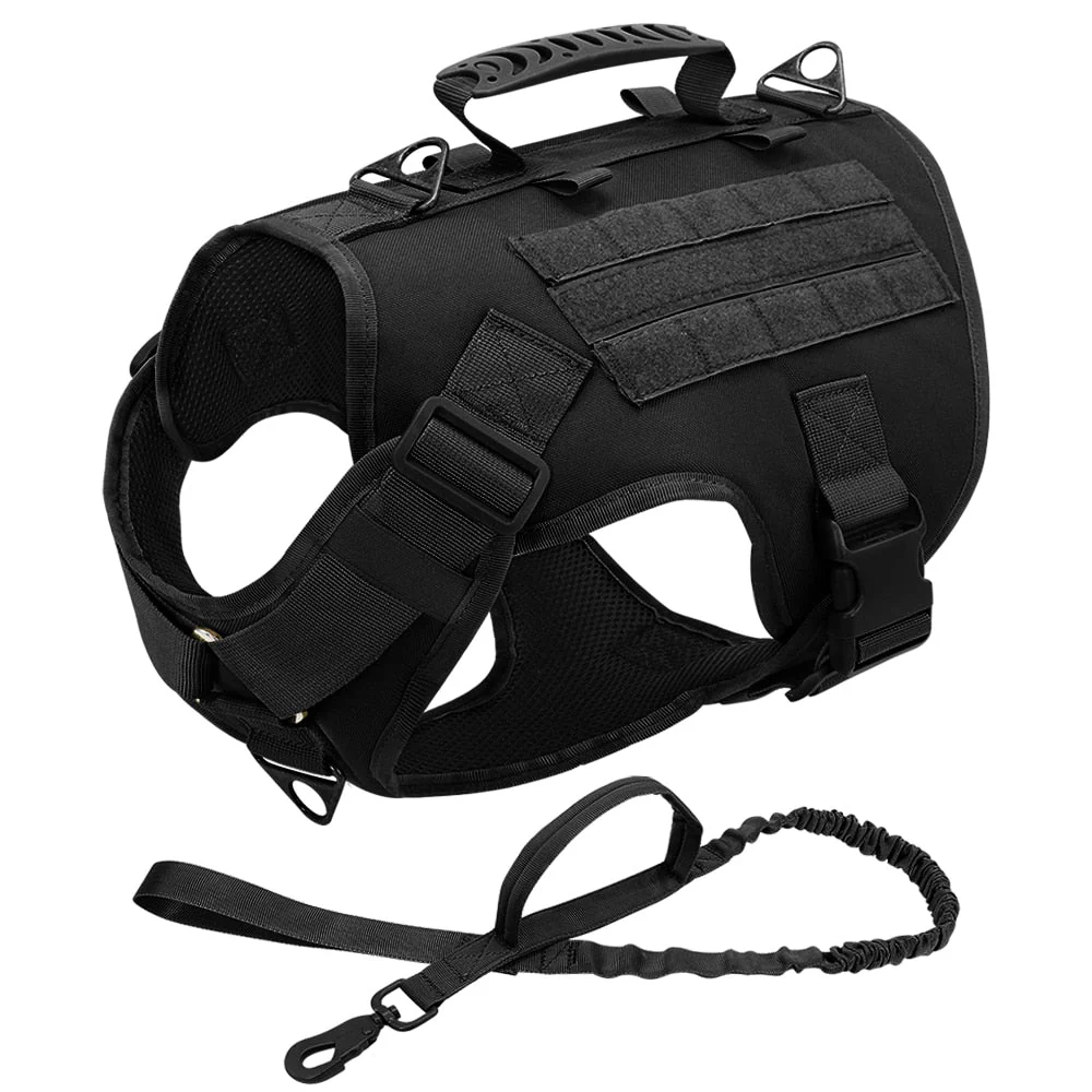 HULIANFU Tactical Dog Harness Pet Military Training Dog Vest German Shepherd Dog Harness Molle Vest For Medium Large Dogs - Deanwangkt
