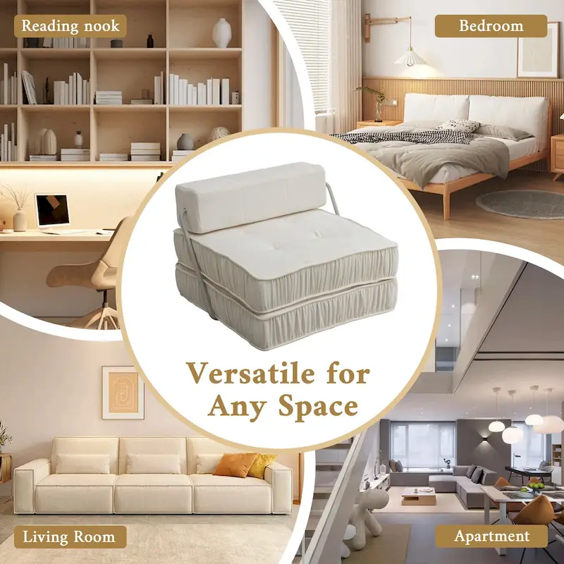 Convertible Sofa Bed,Modern Chenille Upholstered Sleeper Chair