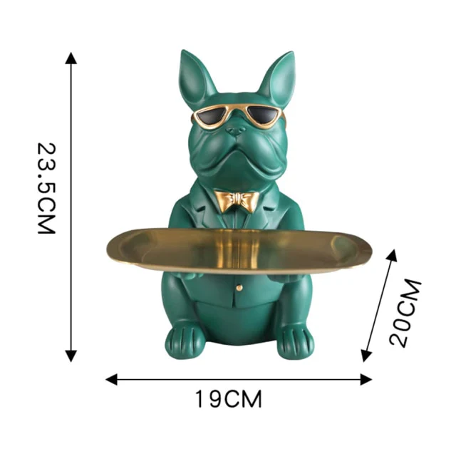 HULIANFU Nordic French Bulldog Sculpture Dog Statue Statue Jewelry Storage Table Decoration Gift Belt Plate Glasses Tray Home Art Statue - Deanwangkt