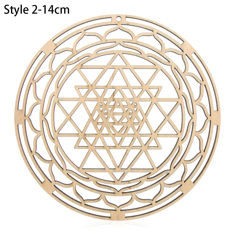 HULIANFU Log Color Chakra Pattern Round Edge Circles Carved Wooden Stand Coaster Flower of life Reload Stone Kitchen Hot Pad Mat Decor - Deanwangkt