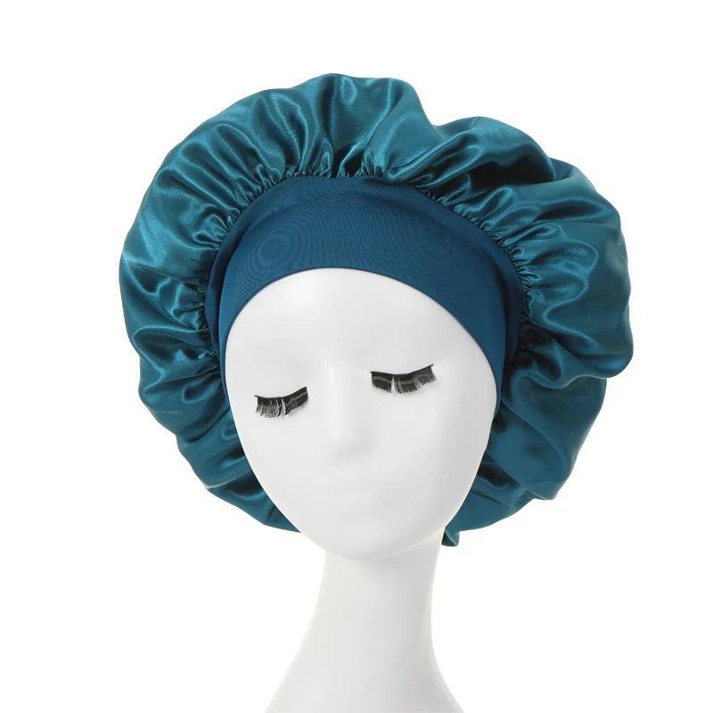 HULIANFU Women Night Sleep Hair Caps Silky Bonnet Satin Double Layer Adjust Head Cover Hat For Curly Springy Hair Styling Accessories - Deanwangkt