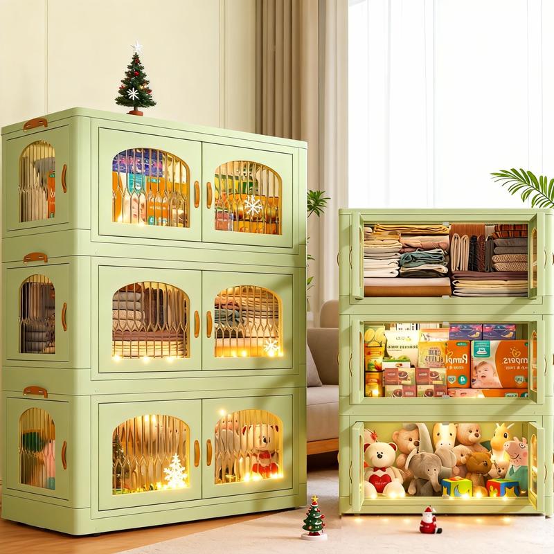 【Clearance Sale】RaybeeFurniture 1/2/3/4/5 Pack Plastic Storage Bin with A Lid, Stackable Storage Containers with Wheels, Folding Storage Boxes, Closet Organizers&Storage Bins for Living Room,Office,Dorm,Kitchen