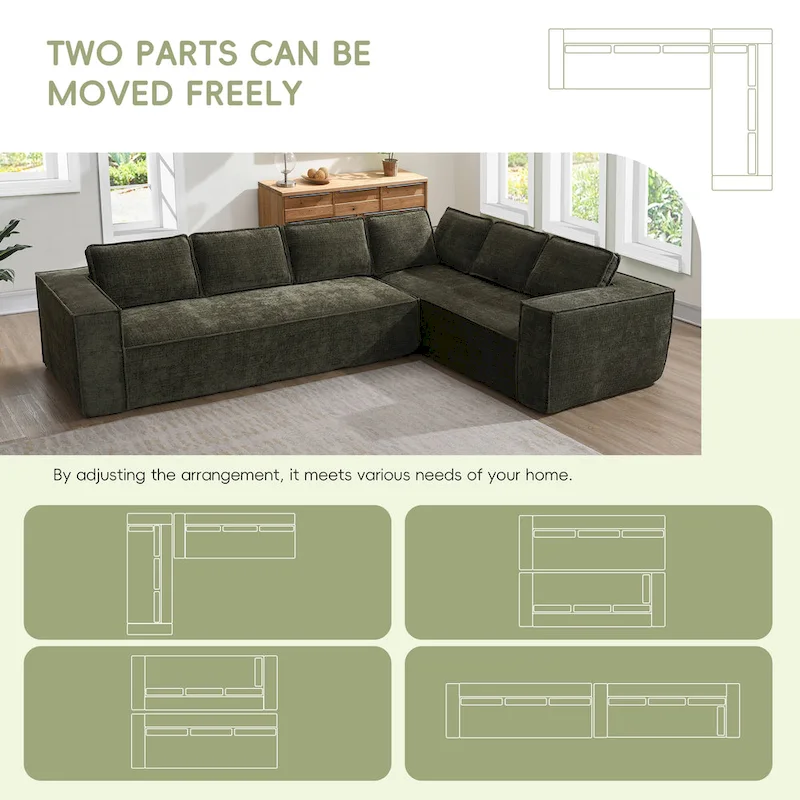 L-Shaped Modular Sectional Sofa, Chenille Cloud Sofa Set