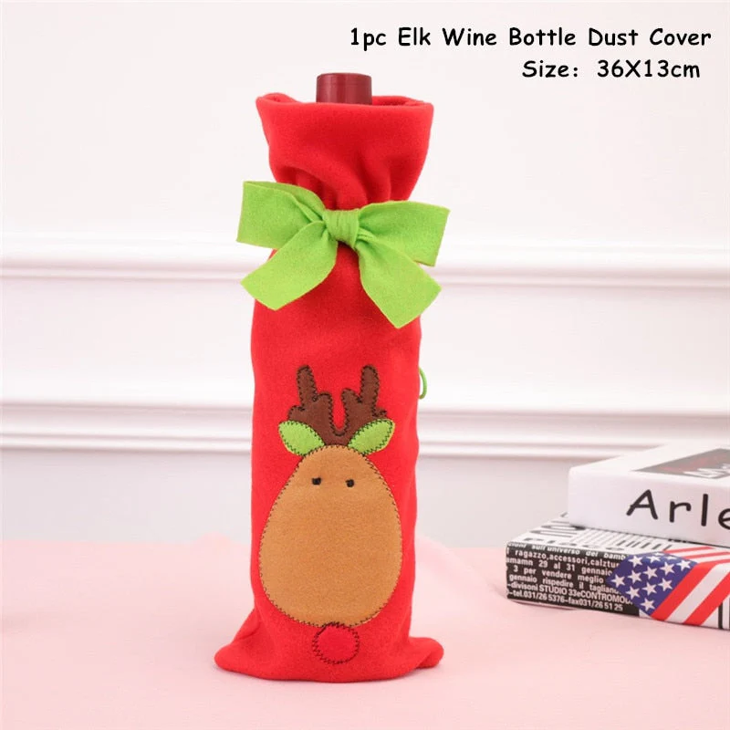 HULIANFU   Xmas Wine Bottle Dust Cover Noel Navidad Christmas Decoration for Home Dinner Decor Christmas Gift Tree Ornament New Year 2026 - Deanwangkt