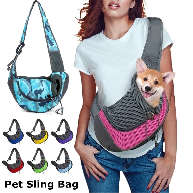 HULIANFU Pet Puppy Carrier S/L Outdoor Travel Dog Shoulder Bag Mesh Oxford Single Comfort Sling Handbag Tote Pouch - Deanwangkt