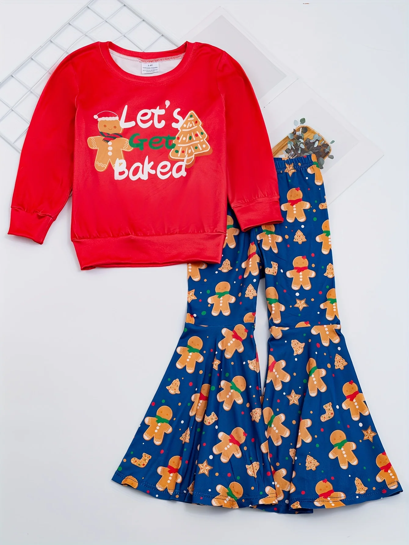 Girls' 2-piece Sets, BELIEVE And Santa Claus Print Pullover + Leopard Print Flare Pants, Autumn outdoor Clothes Christmas - Deanwangkt