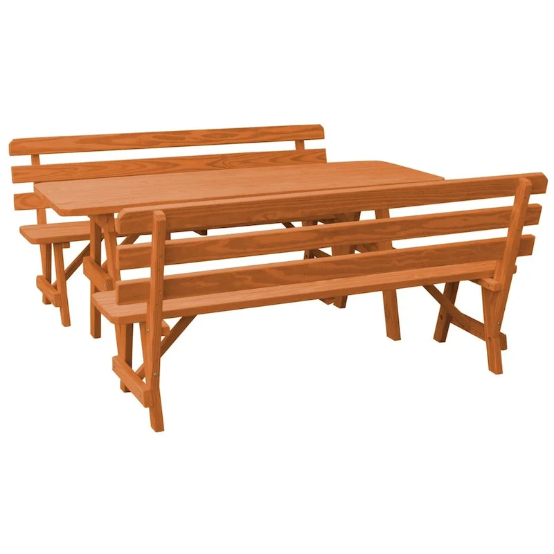 Pine 8' Picnic Table with 2 Backed Benches