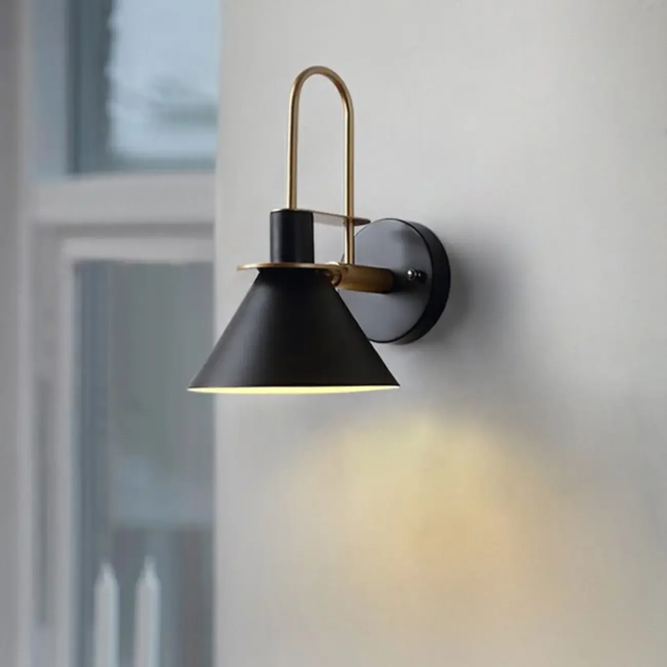 Cone Bathroom Vanity Light with Green Iron Shade