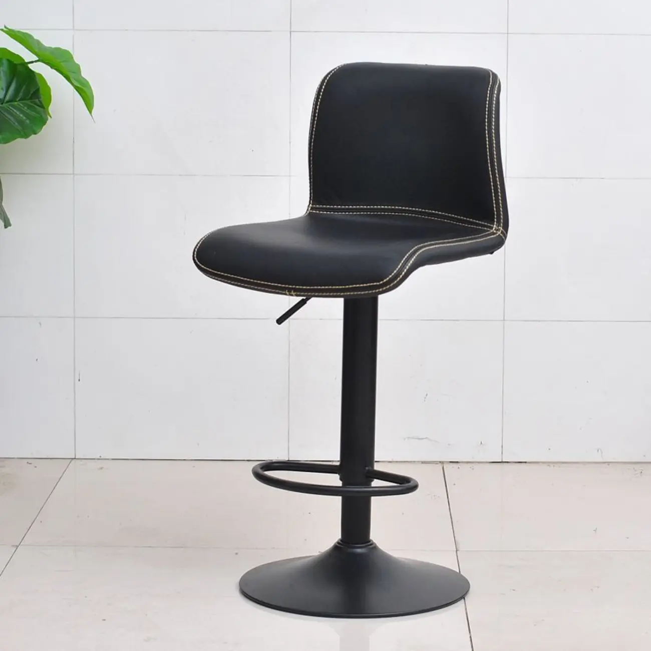 Leather Low Back Adjustable Swivel Sleek Bar Stools