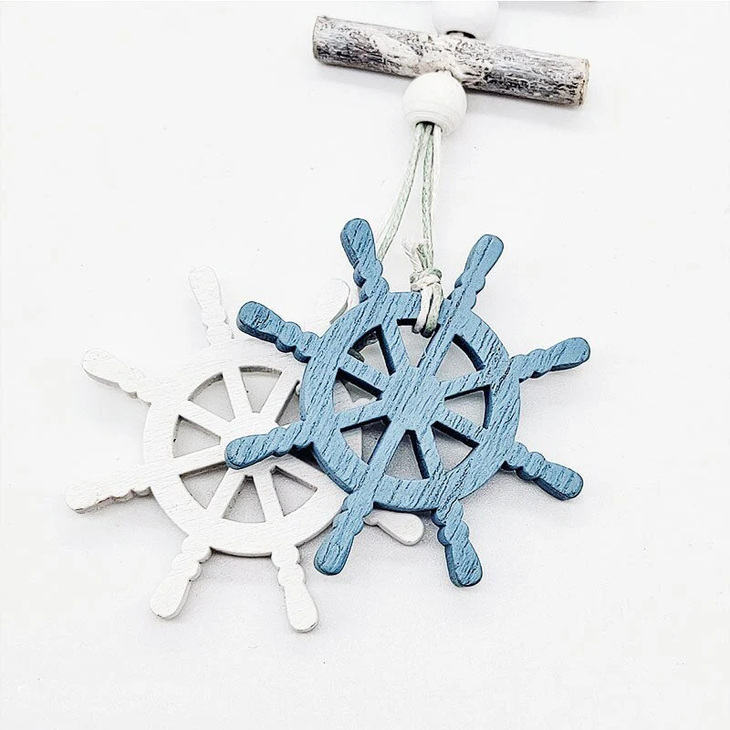 HULIANFU Wooden Fish Sailboat Rudder Hanging Decoration Beach Theme Wall Decor Door Crafts Wind Chimes Ornament Nautical Pendants Gifts - Deanwangkt