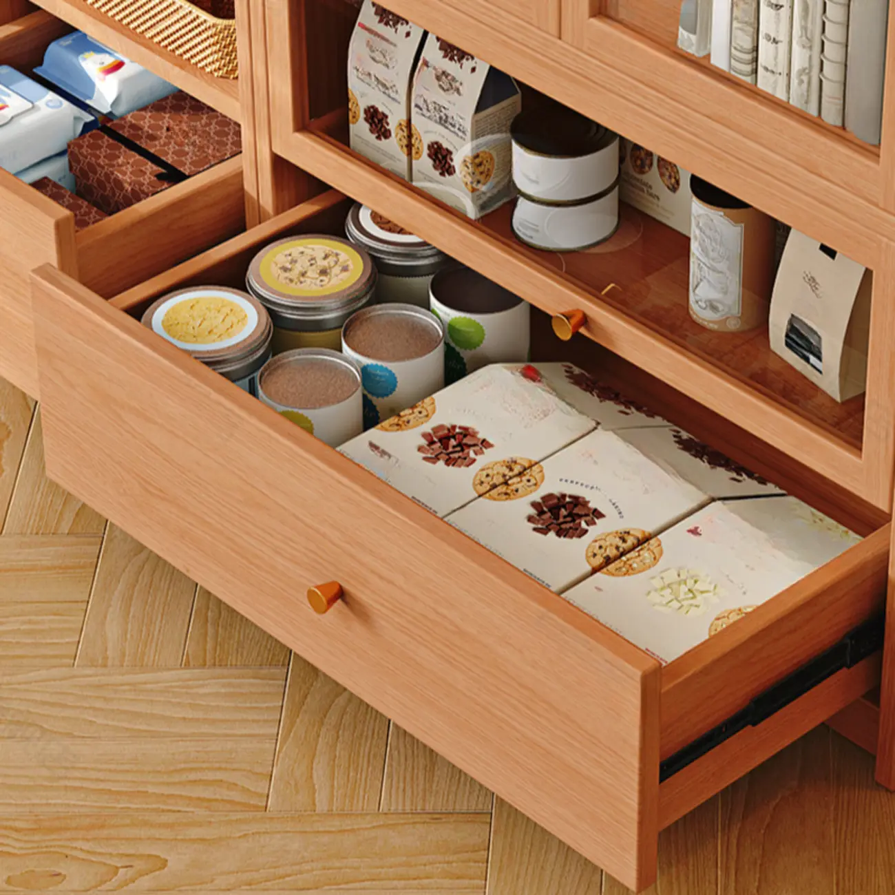 78.7''H Modern Cherry Wood 5-Tier Display Bookcase