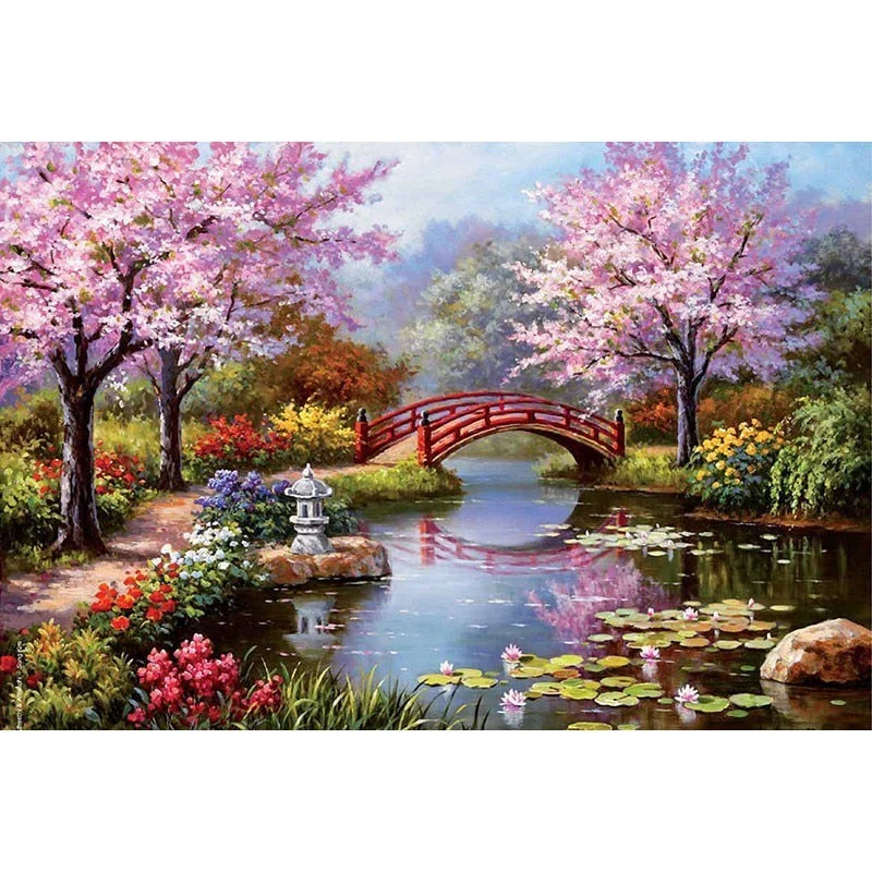 HULIANFU Villa Scenery DIY 5D Diamond Painting Full Round Resin Mosaic Landscape Diamond Embroidery Picture Rhinestone Home Decor Gift - Deanwangkt