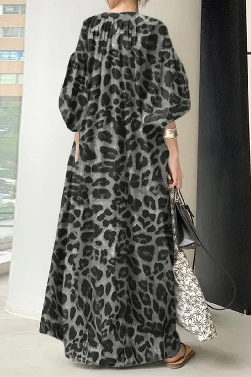 hulianfu Casual Leopard Printing Shirt Collar Dress Dresses(3 Colors) - Deanwangkt