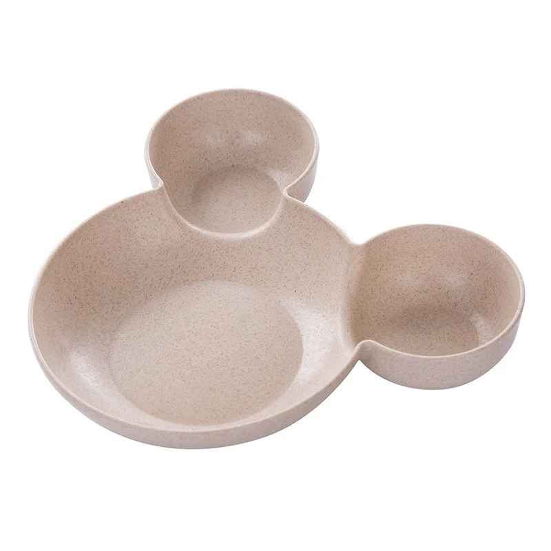 HULIANFU Kid Cartoon Mouse Mickey Bowl Dishes Lunch Box Kid Baby Children Infant Baby Rice Feeding Bowl Plastic Snack Plate Tableware - Deanwangkt