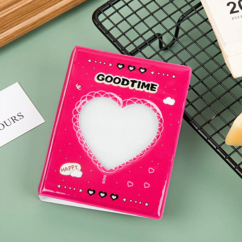 HULIANFU Kpop Card Binder 3inch Photo Album Hollow Love Heart Model Photocard Holder Plaid Album Instax Mini Album For Cards Collect Book - Deanwangkt