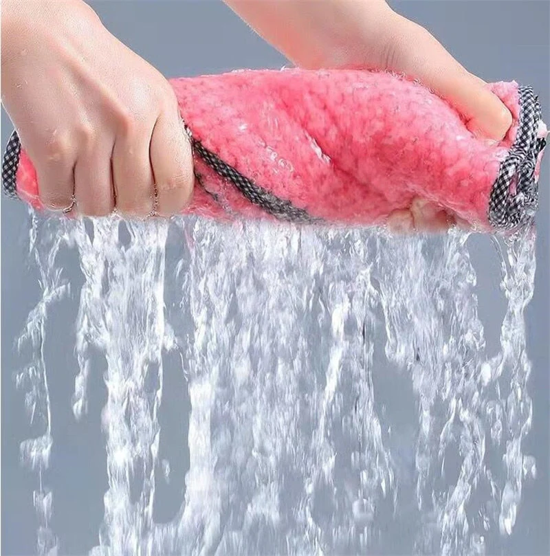 HULIANFU Super Absorbent Microfiber Kitchen Tableware Dish Cloth 25x25cm Household Cleaning Towel Kitchen Clean Rags Coral Velvet Towels - Deanwangkt