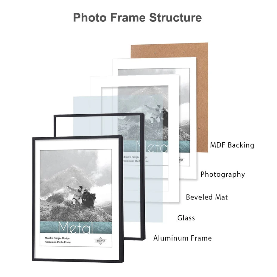 HULIANFU Metal Photo Pictures Frames Modern 30x40 cm A4 21x30 40x50 Gold Black White Mat Plexiglass  Poster Canvas Prints Wall Art Decor - Deanwangkt