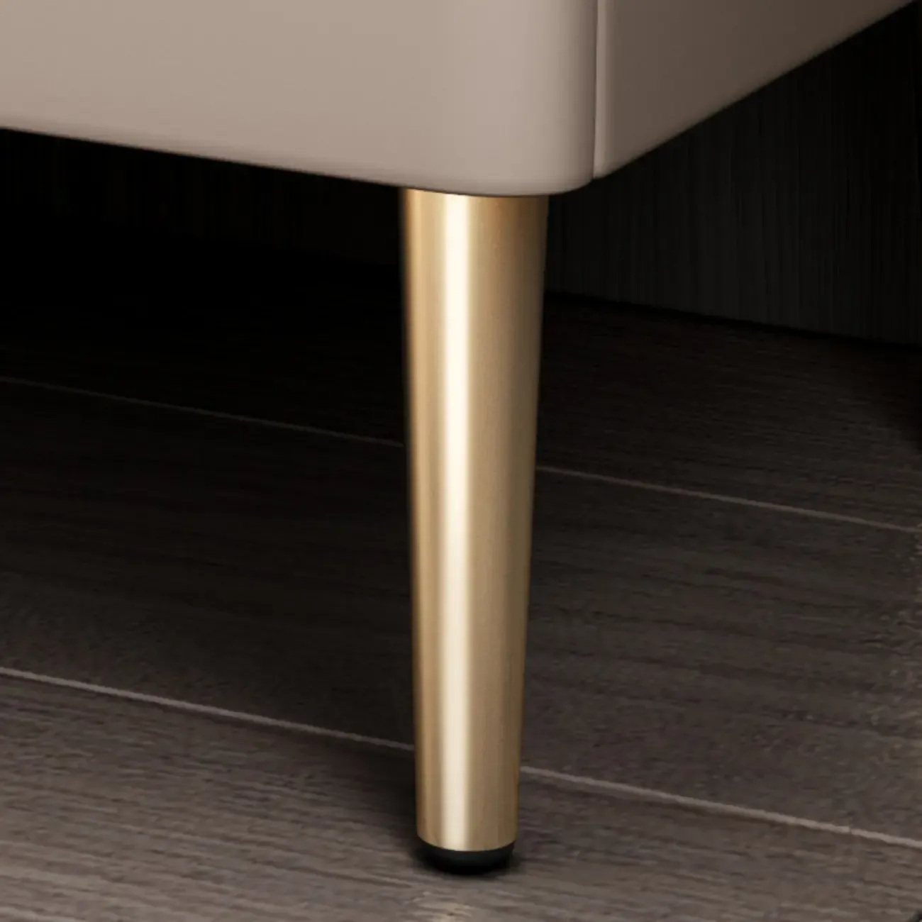 Modern Stone Top Gold Accents Leather 2 Drawer Nightstand