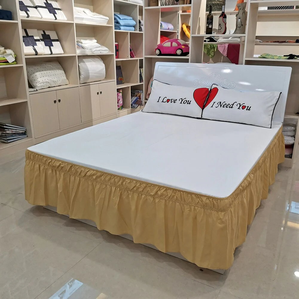 HULIANFU Pleated Bed Skirt Single and Double Dustproof  Cover Surrounding ding Plain Elastic Band  Apron - Deanwangkt
