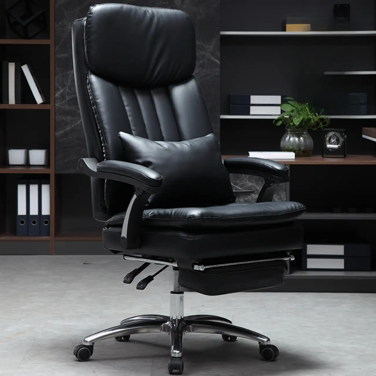 Stylish Brown Leather Reclining Executive Office Chair