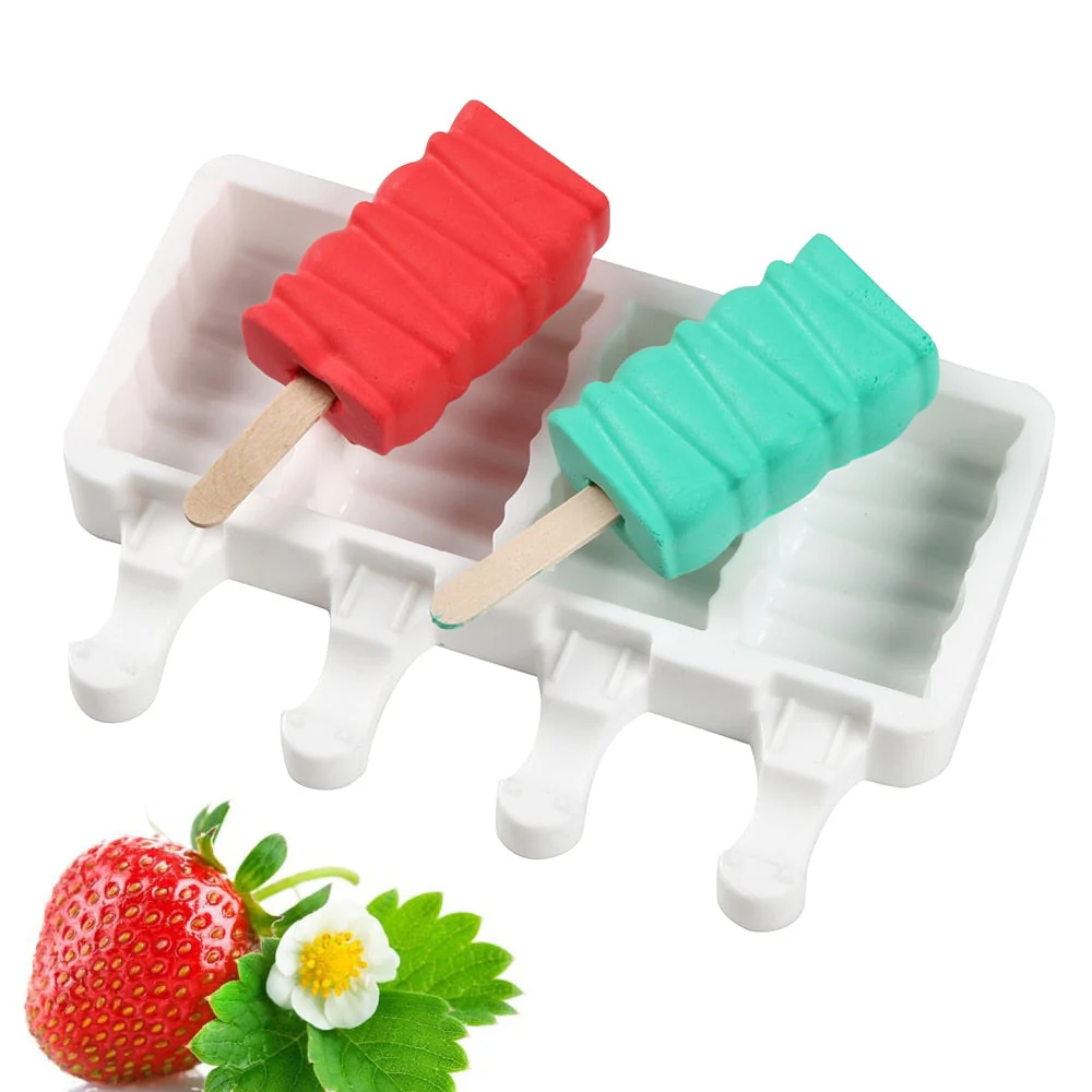 HULIANFU Silicone Ice Cream Mold  4 Holes Popsicle Cube Maker Mould Chocolate Tray Kitchen Gadgets Dining Bar Home Garden  Baking Tools - Deanwangkt