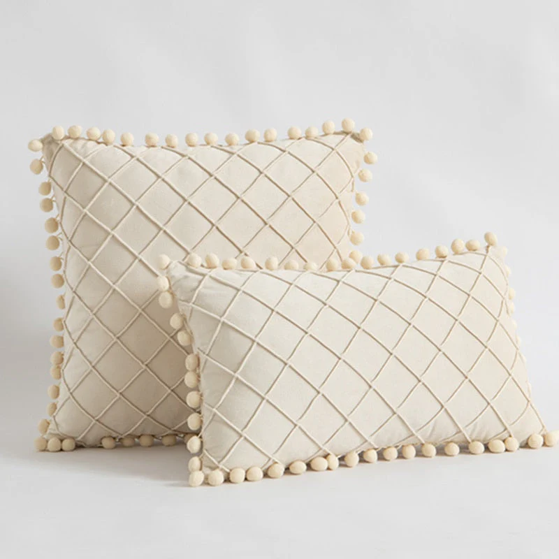 HULIANFU Inyahome Nordic Retro Ear Pillow Living Room Sofa Solid Color Tassel Cushion Without Core Bed Big Pillow Waist Back Office Chair - Deanwangkt