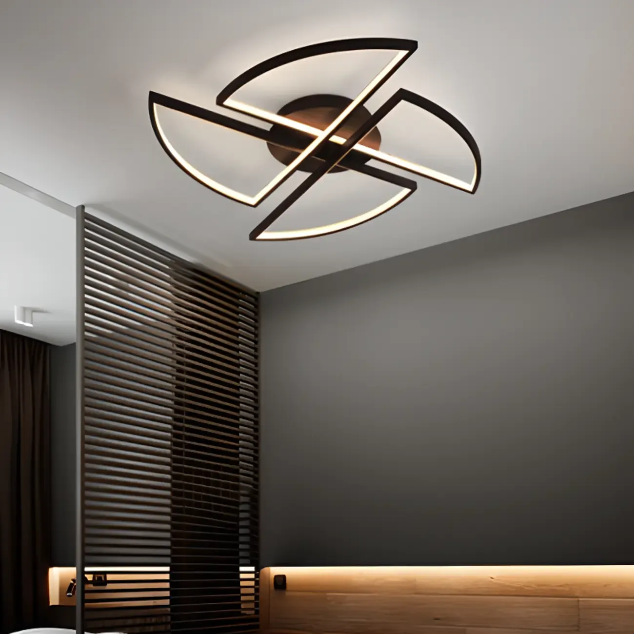 Modern Black-White Windmill Metal Flush Mount LED Ceiling Light