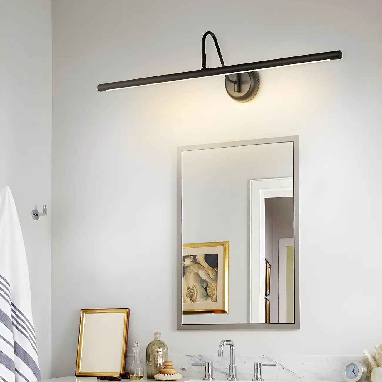 Wall-Mounted Linear Black Bathroom LED Vanity Light