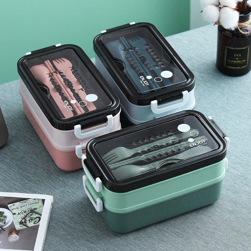 HULIANFU Lunch Box Bento Box for School Kids Office Worker 3layers Microwae Heating Lunch Container Food Storage Box - Deanwangkt