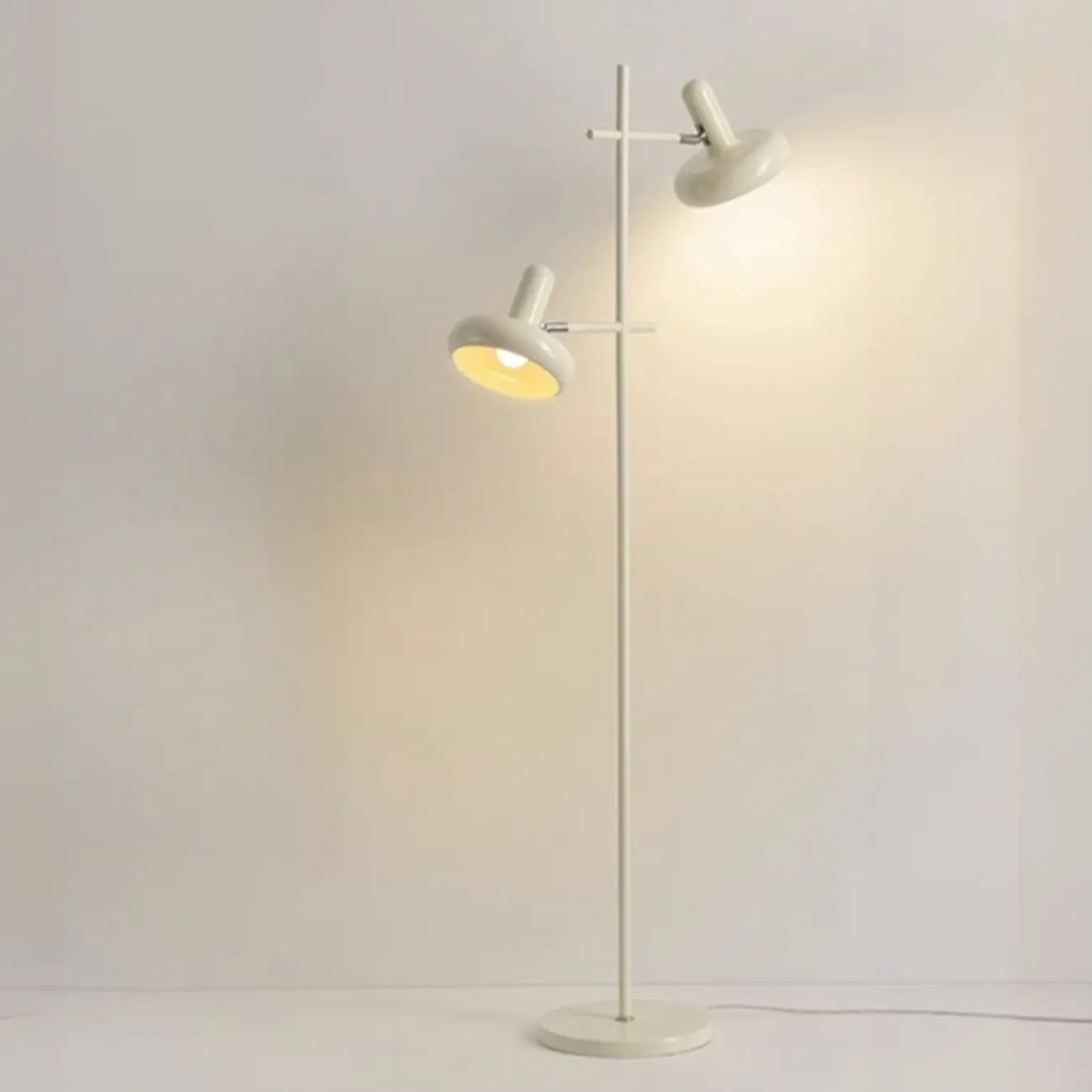 Modern Plug-In Dual-Head Chrome Floor Lamp with 2-Lights