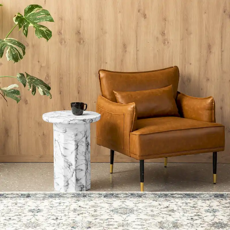 Glitzhome 20.75H Modern MGO Faux Marble Side Table