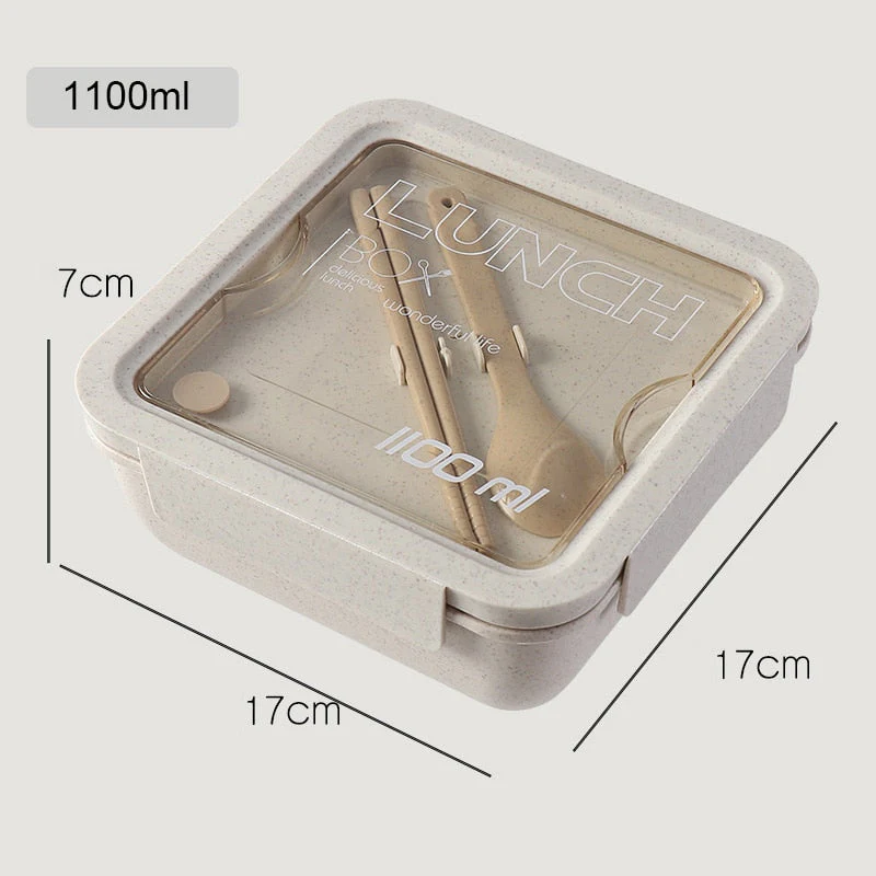 HULIANFU Wheat straw lunch box for kids plastic food storage container snacks box japanese style bento box with tableware soup cup - Deanwangkt