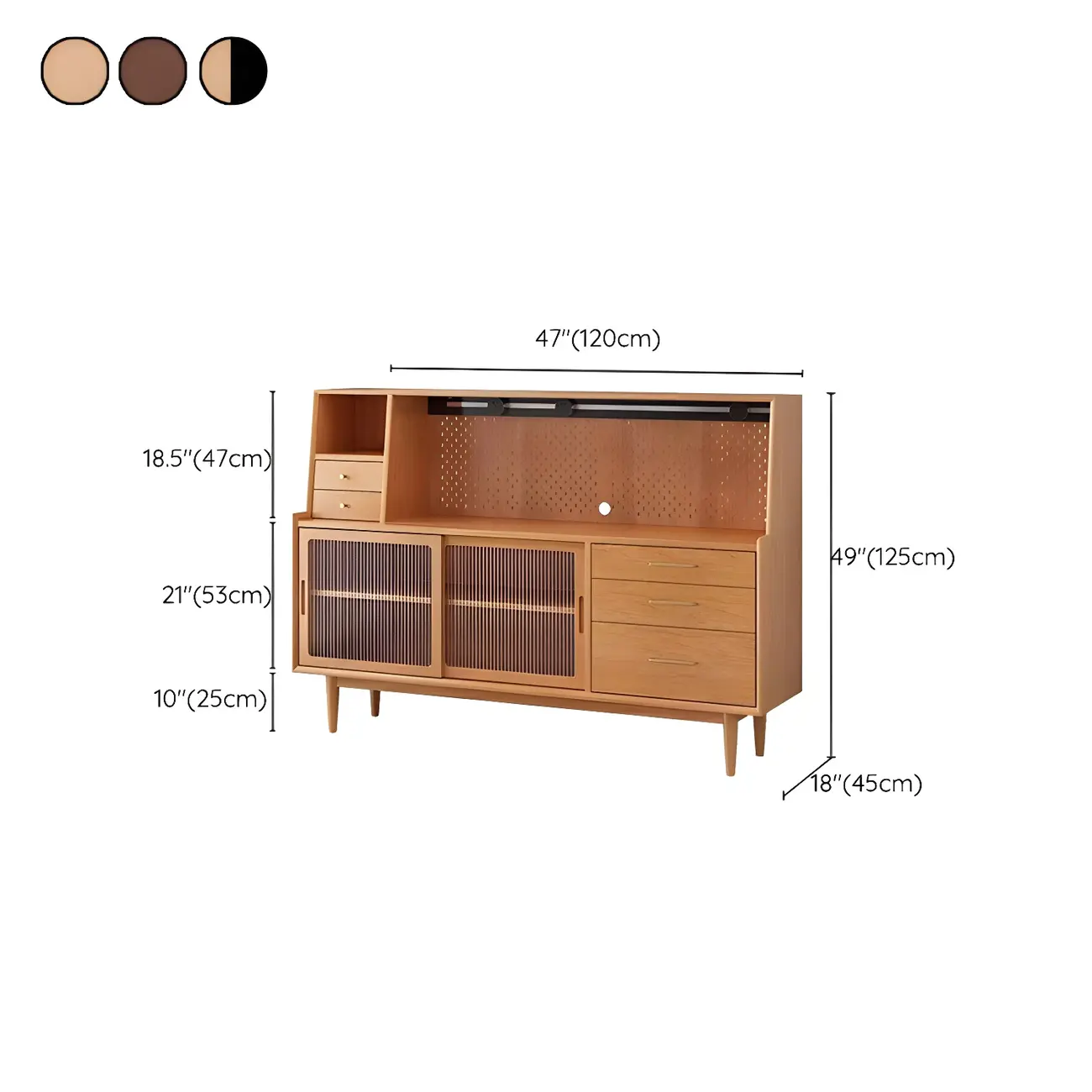 Scandinavian Natural Wood Sideboard with Shelf & Drawer