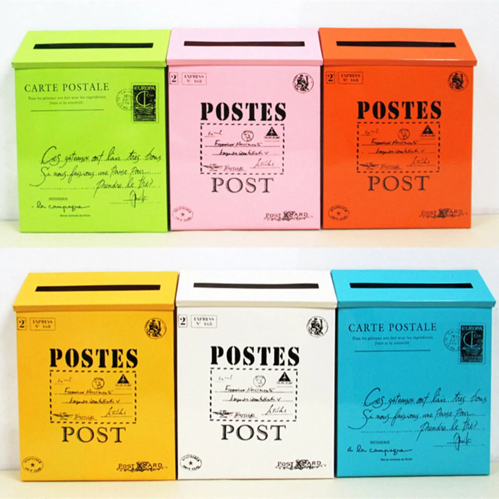 HULIANFU Retro Metal Mailboxes Wall Mounted Mail Box Mailbox Bucket Newspaper Letter Box Post Garden Decoration Garden Supplies - Deanwangkt