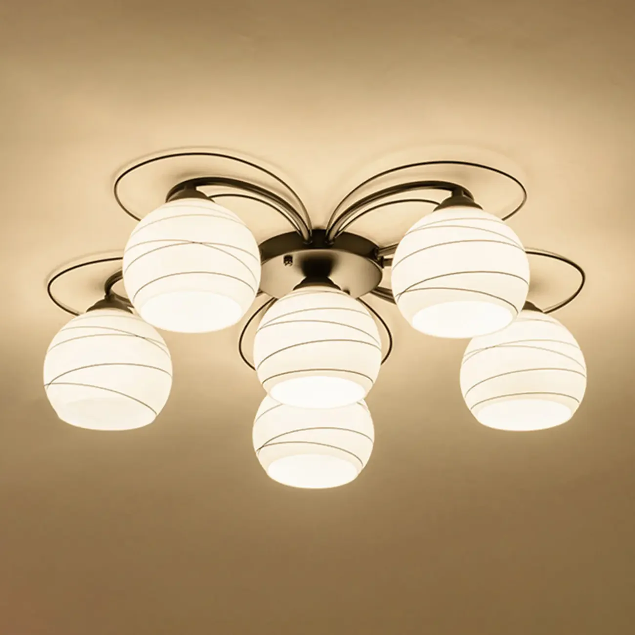 Traditional Black Cylinder Glass Semi-Flush Mount Ceiling Light