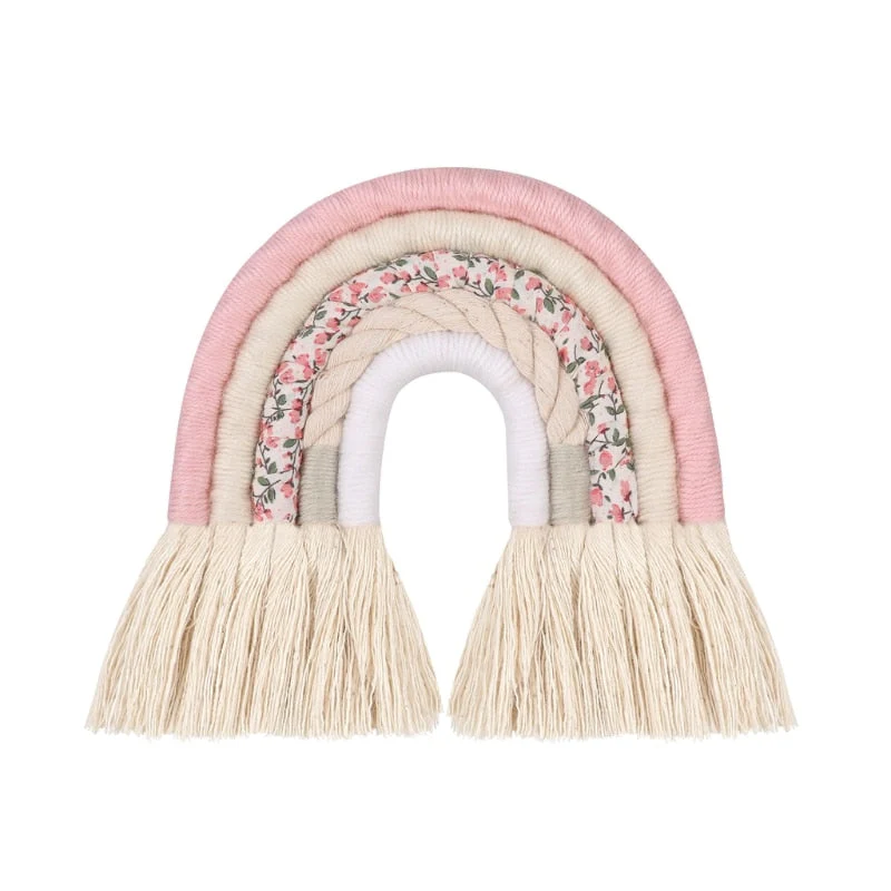 HULIANFU Lines Macrame Rainbow Hanging Ornament DIY Rope Handmade Woven Wall Decor Baby Girls Room Decor Home Nursery Decor - Deanwangkt