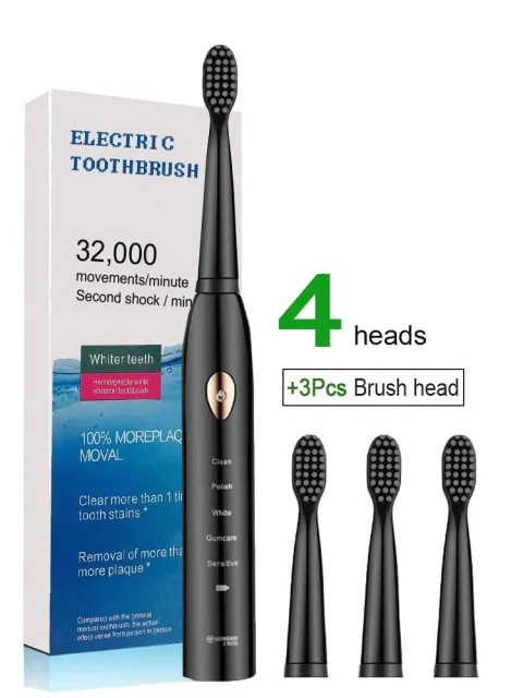 HULIANFU Newest Super Sonic Electric Toothbrushes for Adults Kids Smart Timer Rechargeable Whitening Toothbrush IPX7 with 3 Brush Heads - Deanwangkt