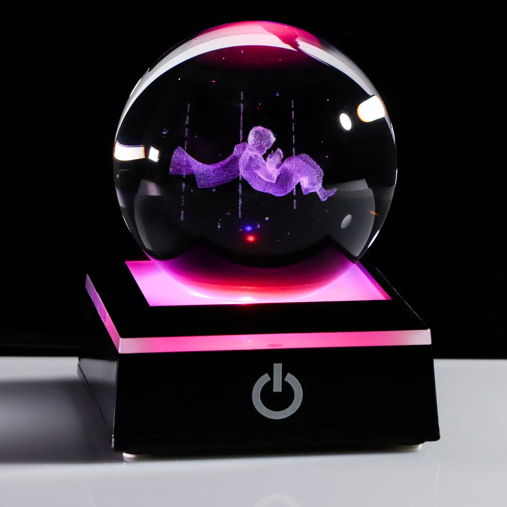 HULIANFU New 80mm K9 Crystal Solar System Planet Globe 3D Laser Engraved Sun System Ball with Touch Switch LED Light Base Astronomy Gifts - Deanwangkt