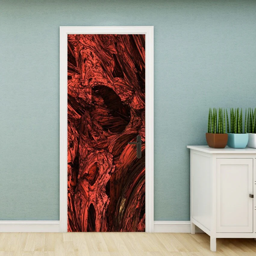HULIANFU PVC Material Self-adhesive Door Stickers Art Colorful Light Tie-dye Blooming Abstract Home Decor Poster Door Decoration Stickers - Deanwangkt