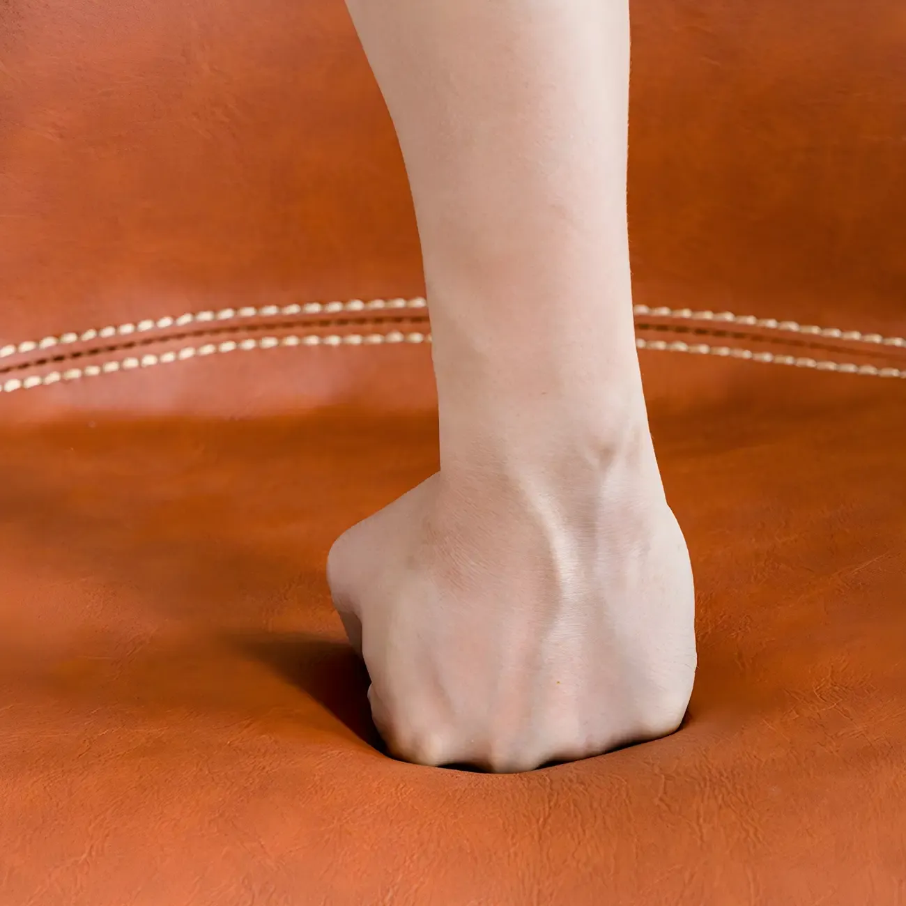 Mid-Century Distressed Leather Swivel Bar Stool with Back