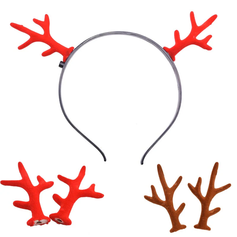 HULIANFU  5 Pairs Red/brown Simulation Antlers DIY Handmade Cute Headband Headdress Accessories Material Christmas Party Decor Photo Props - Deanwangkt