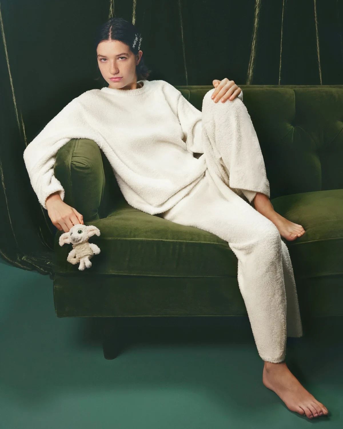 Fall/Winter Couple Soft Plush Half-Fleece Thermal Long-Sleeve and Pants Lounge Set, Men's Pajamas and Women's Maternity Homewear