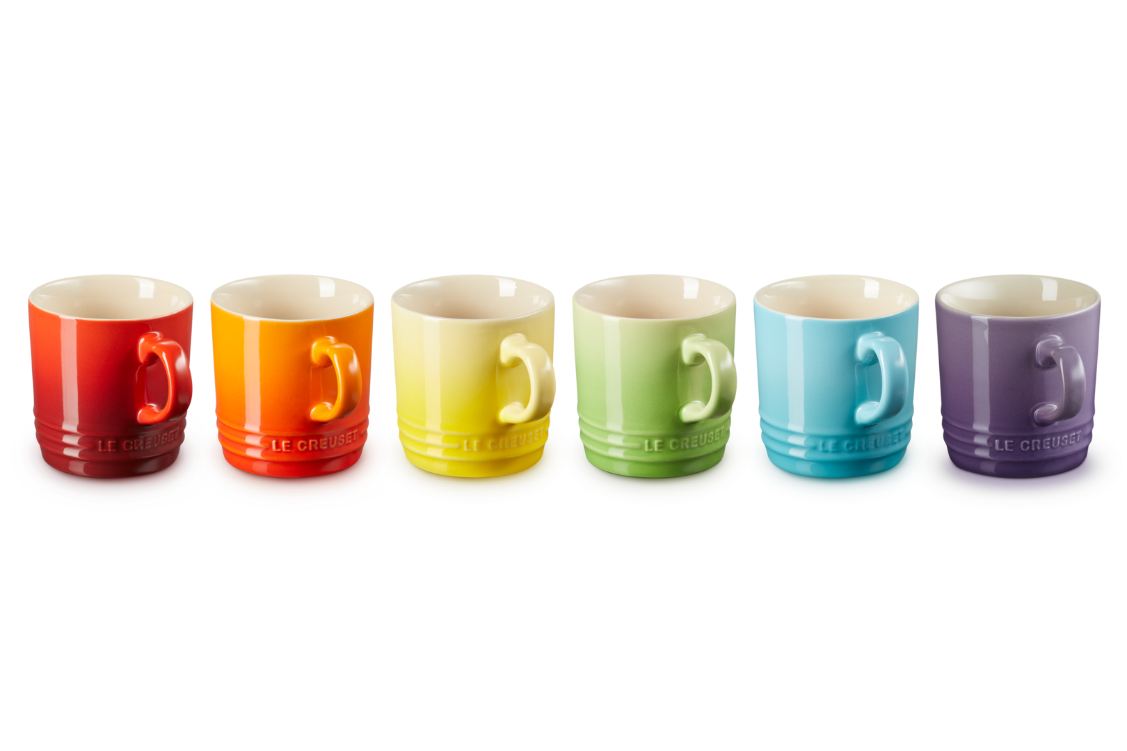 Stoneware Rainbow Set of 6 Cappuccino Mugs