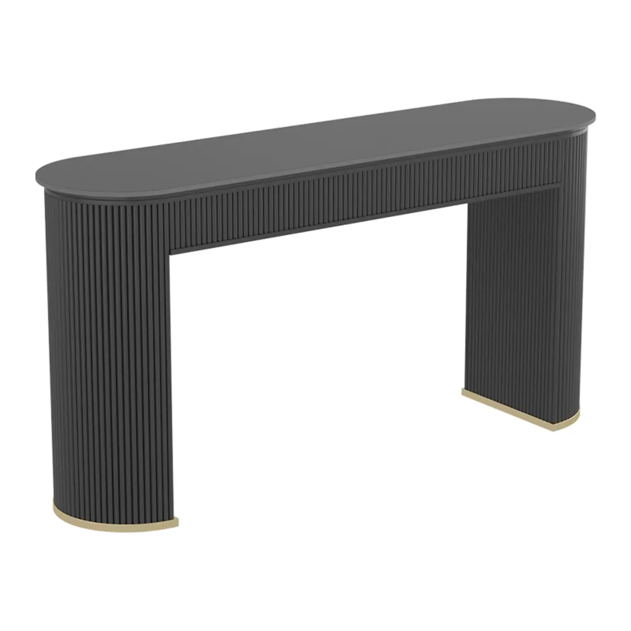 Modern White Stone Oblong Ribbed Iron Dual-Base Bar Tables