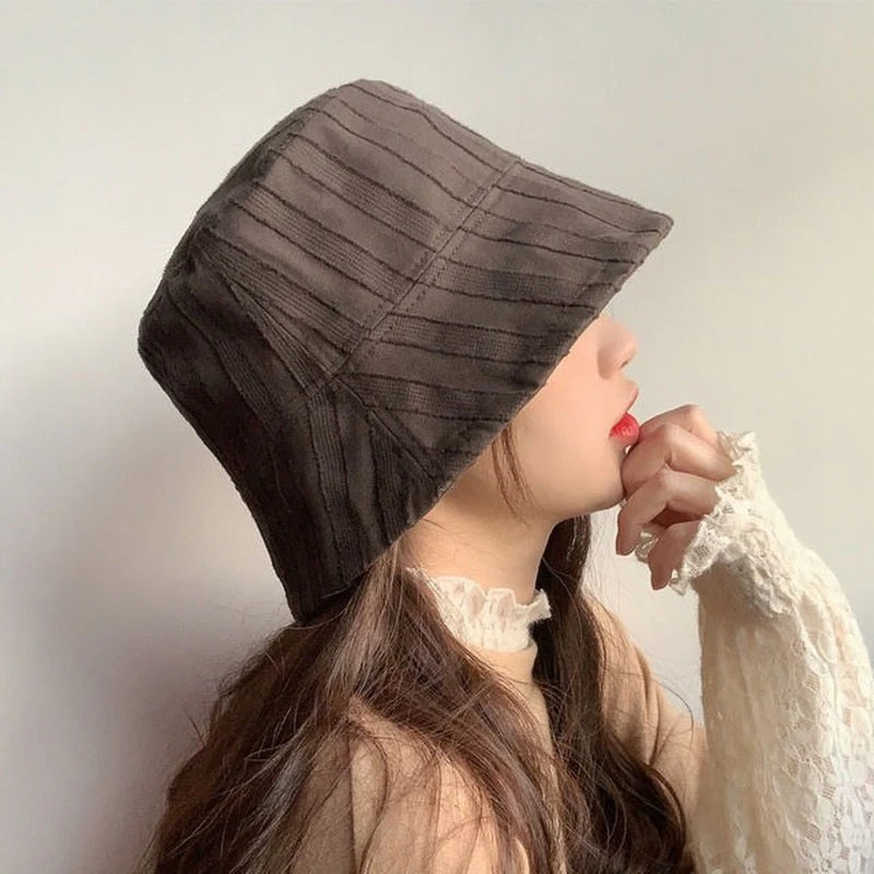 Hulianfu Bucket Hats Women Solid Simple Basic All-match Casual New Design Korean Fashion Sun Protection Streatwear Harajuku College Cozy - Deanwangkt