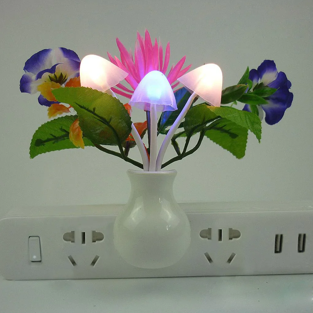 HULIANFU Novelty Night Light US Plug Induction Dream Mushroom Fungus Luminaria Lamp 220V 3 LED Mushroom Lamp led night lights - Deanwangkt