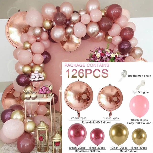 HULIANFU Macaron Pink Balloon Garland Arch Kit Wedding Birthday Party Decoration Kids Globos Rose Gold Confetti Latex Ballon Baby Shower - Deanwangkt