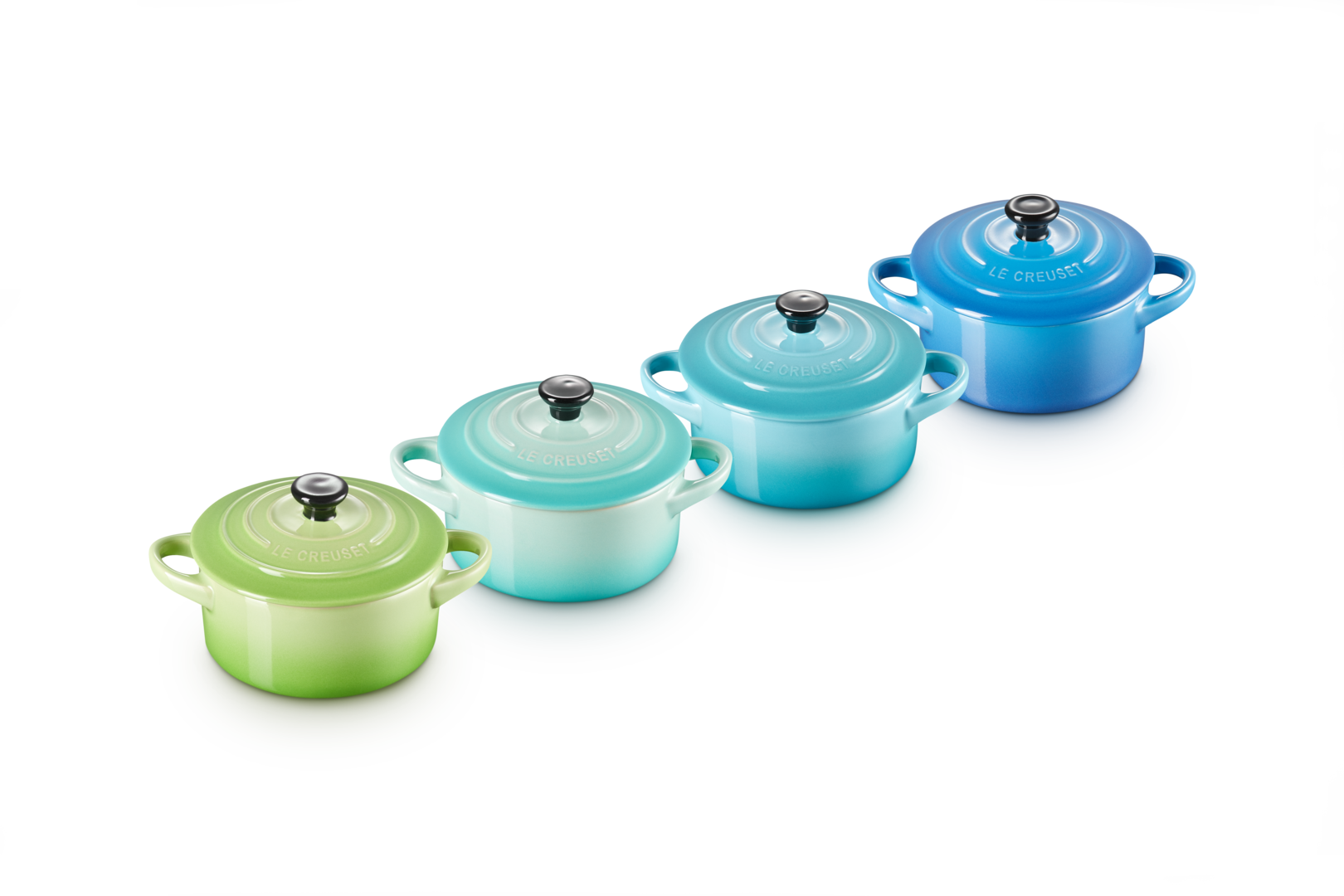 Stoneware Set of 4 Petite Casseroles Sea Breeze