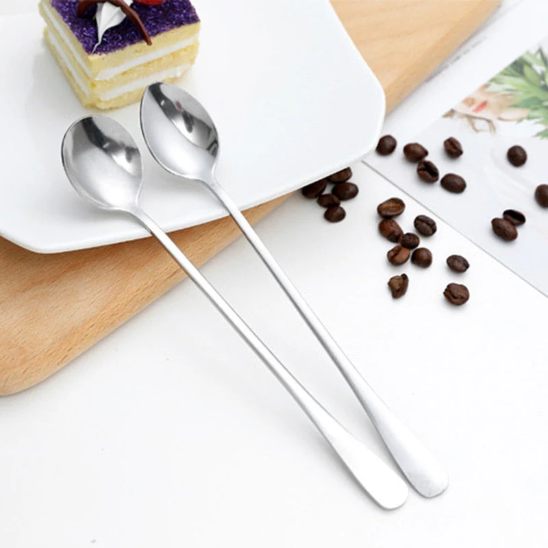 HULIANFU Tea Coffee Soup Spoon For Eating Mixing Stirring Long Handle Teaspoon Ice Cream Honey Spoon Cocktail Spoons Kitchen Cutlery - Deanwangkt