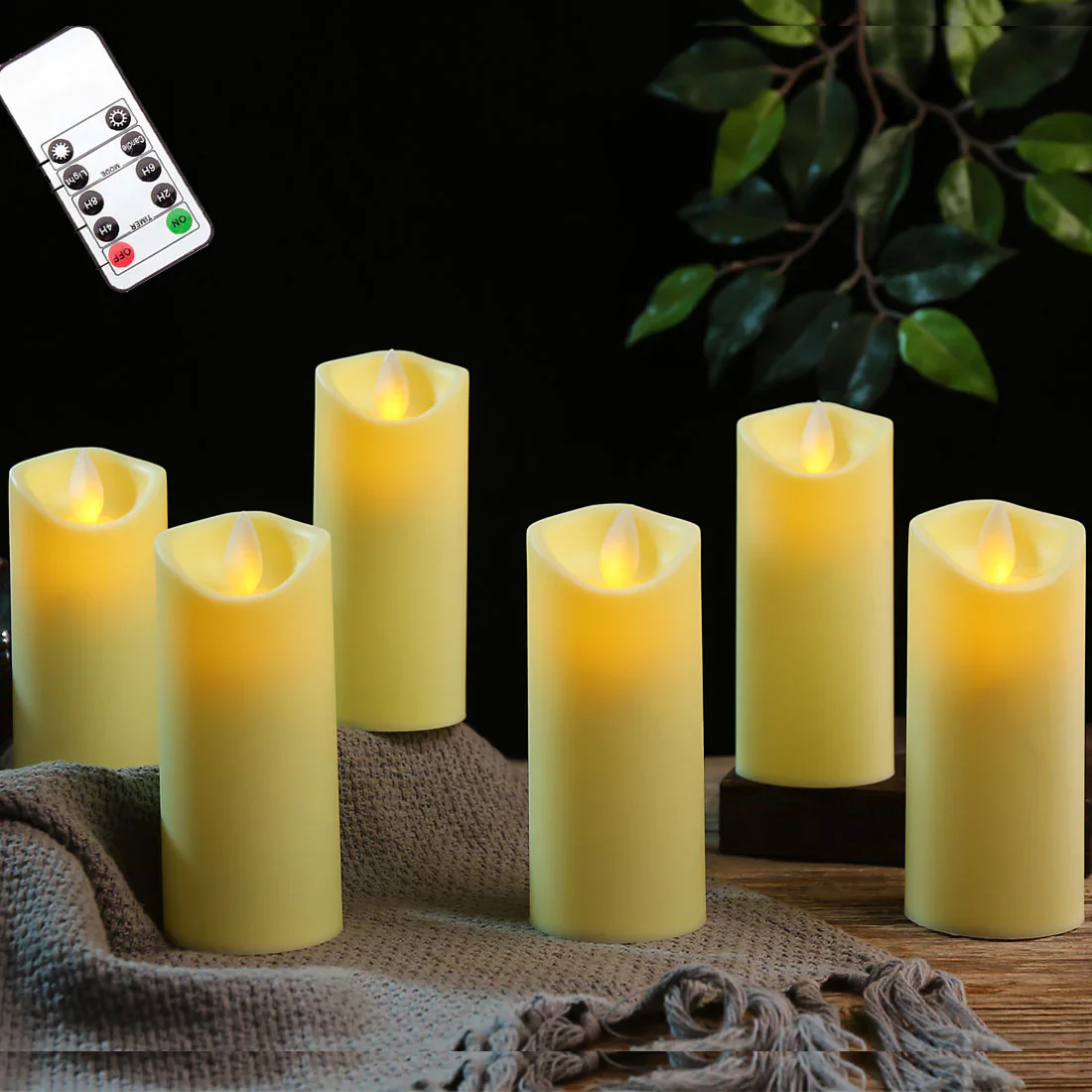 HULIANFU Pack of 3/6 LED Battery Operated Flameless Candles Remote Control,Moving Wick Swing Flame Pillar Candles For Wedding Birthday - Deanwangkt